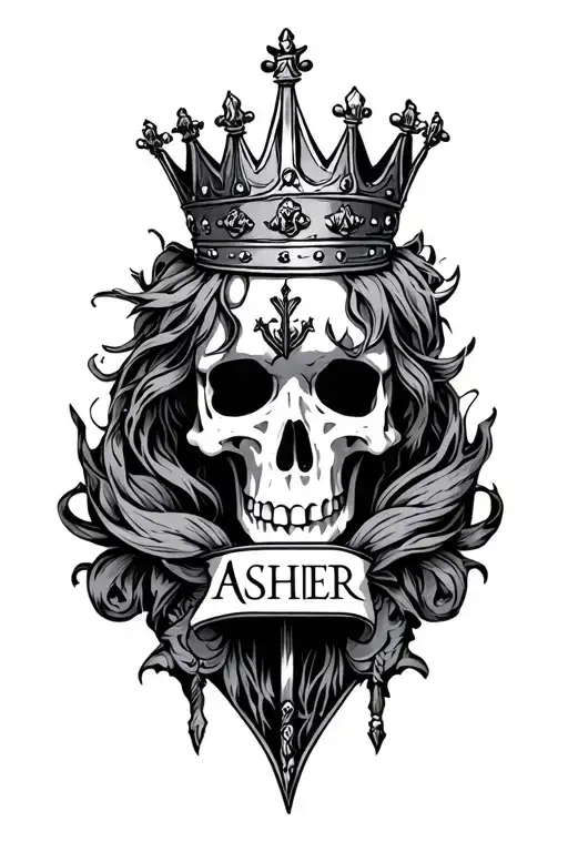 A Hand Piece With The Name Asher And A Prince Crown And Some Sort Of Background No Skulls