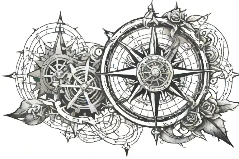 Steam Engine Compass Rose Intertwined