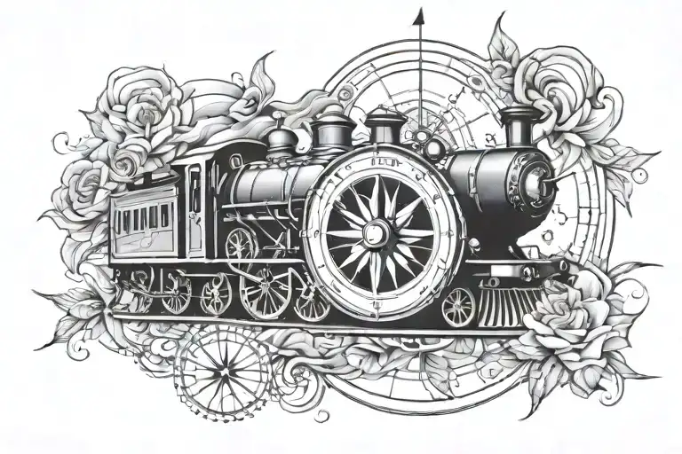 Train And Compass Rose