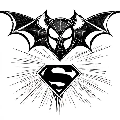 The Batman Symbol Above The Spider-man Symbol Above The Superman Symbol Separated Small Down Spine