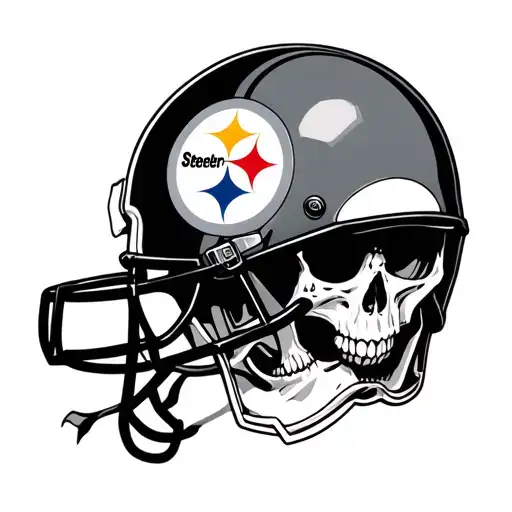 Pittsburgh Steelers Skull Wearing A Helmet