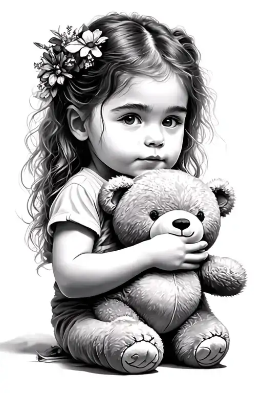 Little Girl Holding Teddy Bear End Of World