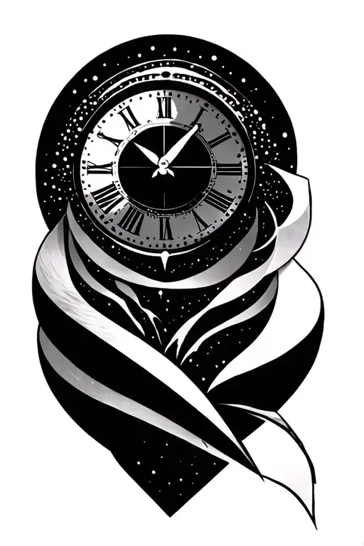 Geometric Dotwork Tattoo With Clock On