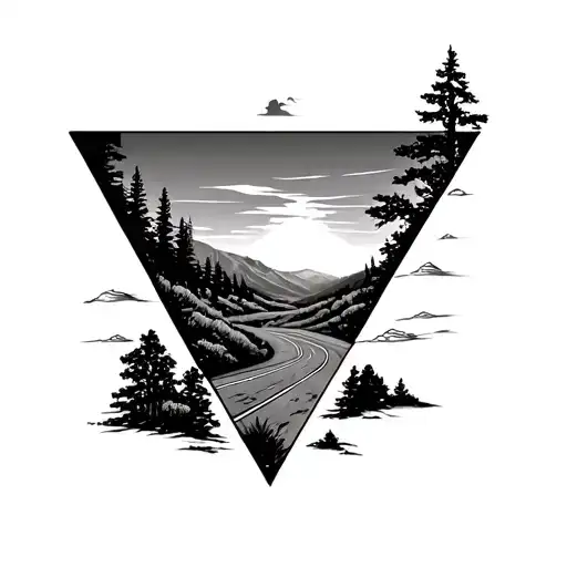 Landscape In An Inverted Triangle With A Road