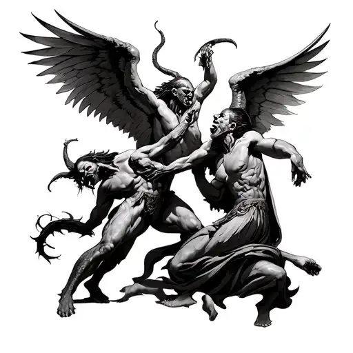 Demons And Angels Fighting