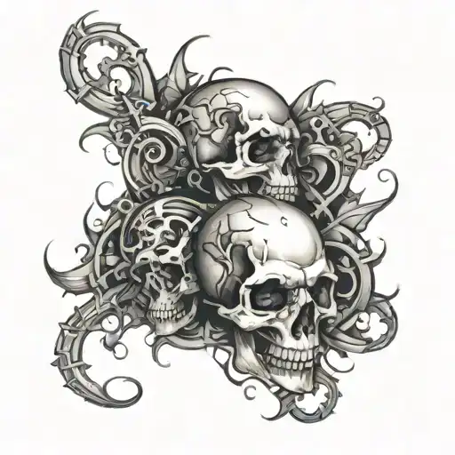 Skulls Gears Intertwined