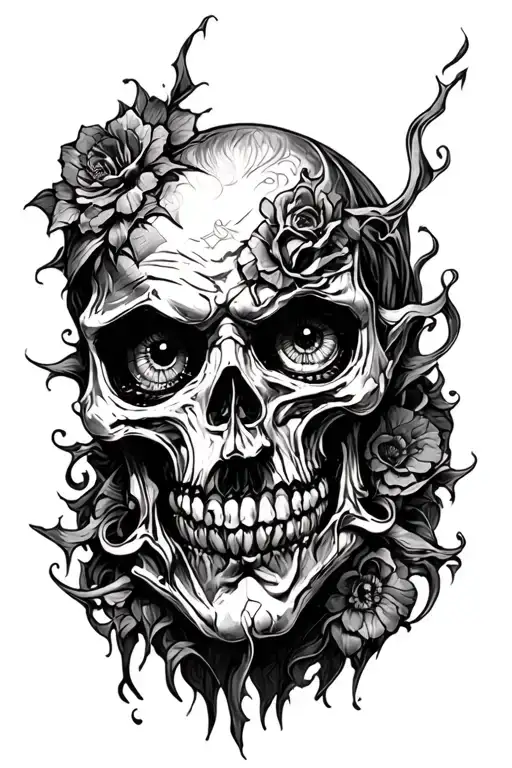 Head Of Death With Couron And Eyes