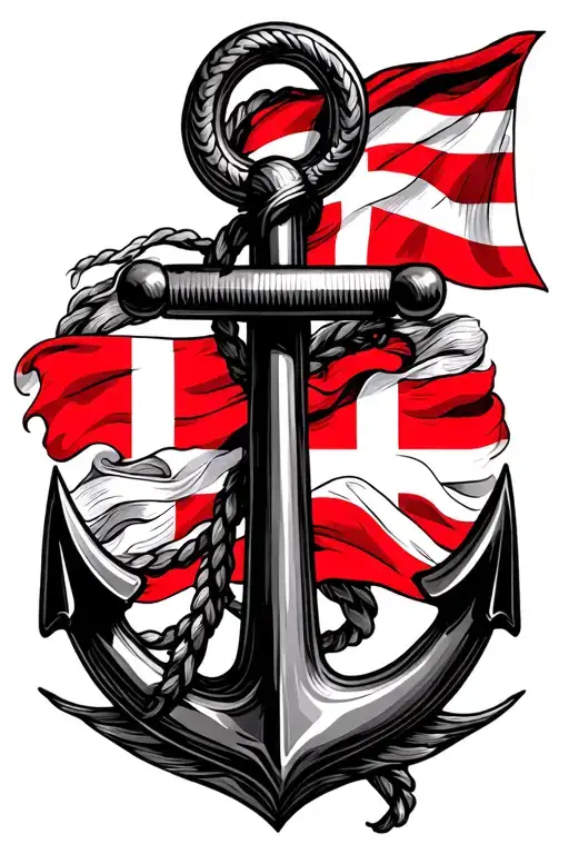 An Anchor With A Danish Flag On The Anchor