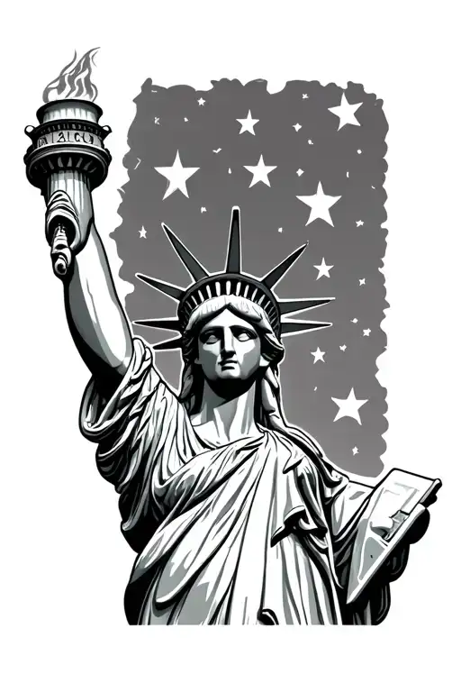 Statue Of Liberty Torch With Stars