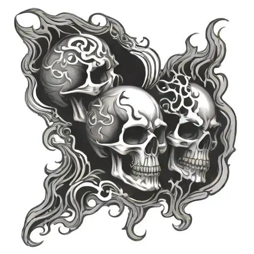 Skulls Smoke Flames