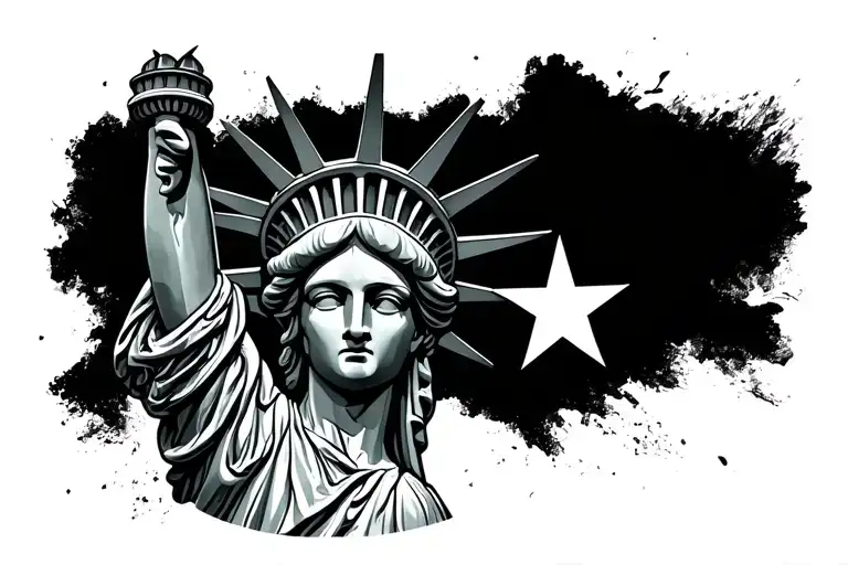 Statue Of Liberty Torch With Stars