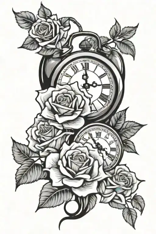 Spider Web Roses With A Clock