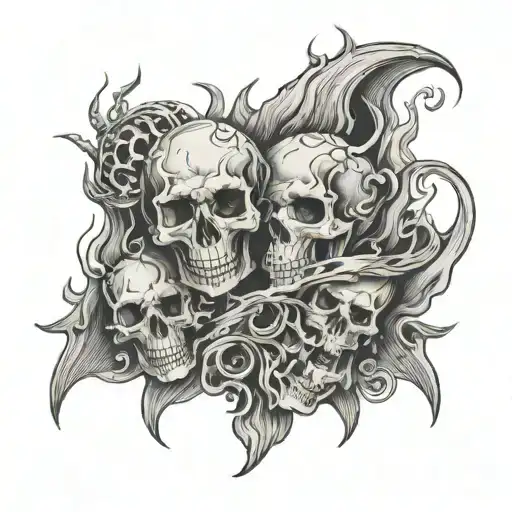 Skulls Smoke Flames