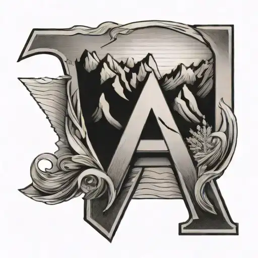 Letter A With Mountains Around The Letter