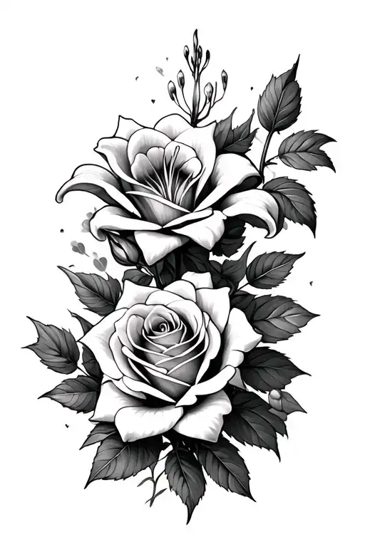Roses And Lilly Flowers Blooming