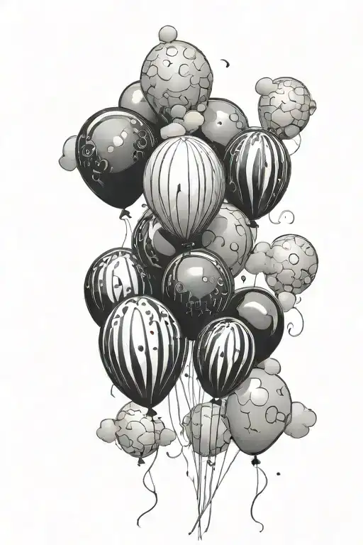 5 Black Balloons Floating Ominous