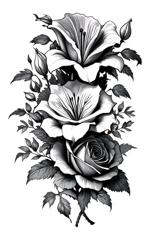 Roses And Lilly Flowers Blooming