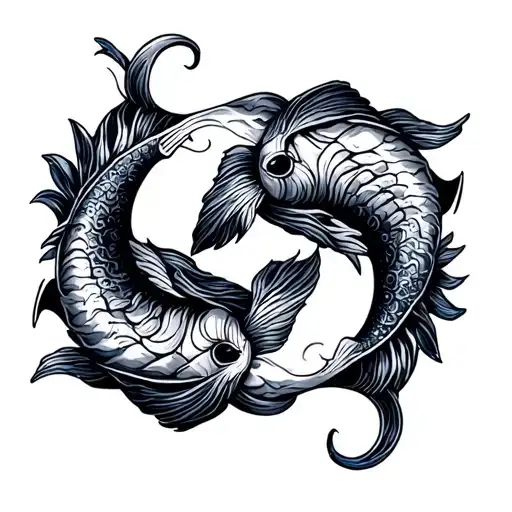 Aquarius And Pisces Symbol Intertwined