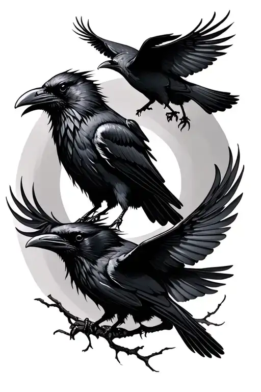 Shadowy Ravens Flying