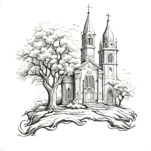 Church With Tree