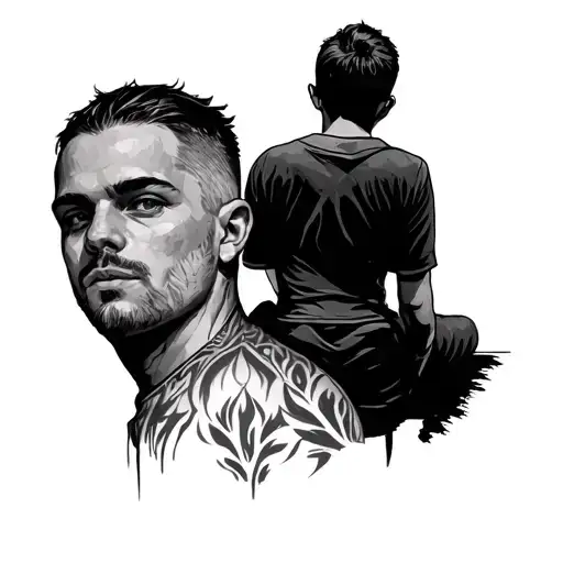 Father Son On Shoulder