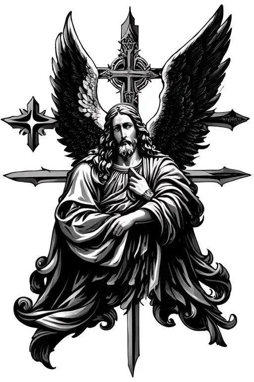 Archangel On The Forearm With The Image Of The Orthodox Cross