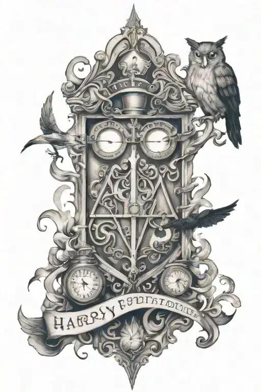 Harry Potter Themed Tattoo Featuring Elements