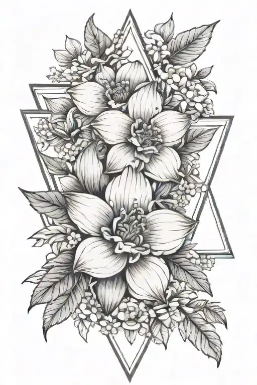 Birth Flower In Triangle Outline Intertwined