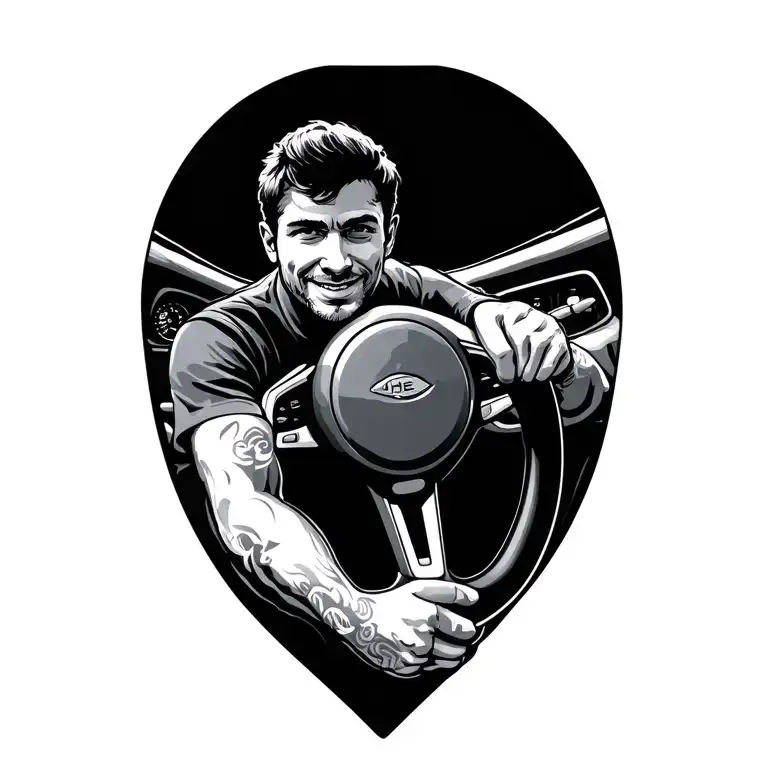 Adrenaline Junkie Driving Holding Steering Wheel