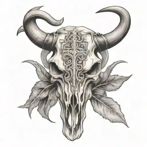 Bull Skull With Cross