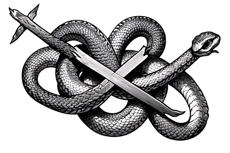 Cross Surrounded Snakes Wrapped