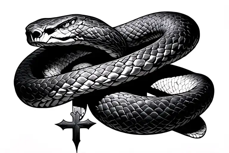 Crucifix Snake Wrapped