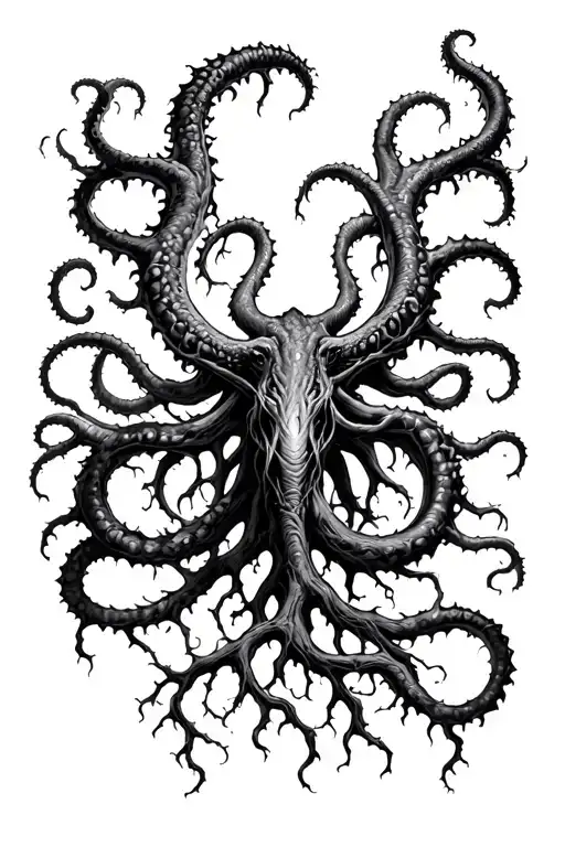 Yggdrasil With Treeroots Turning Into Kraken Tentacles
