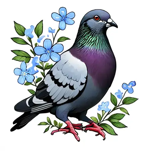 Carrier Pigeon Carrying Forget-me-not Flower