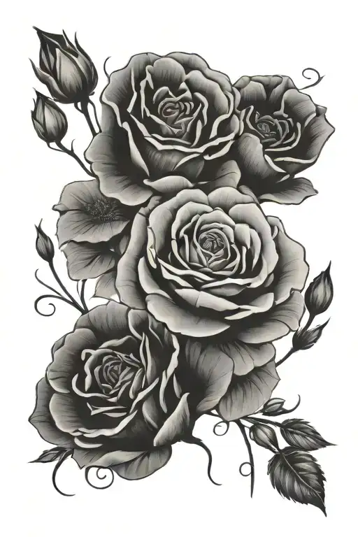 Rose And Poppies Writing Fine Lines