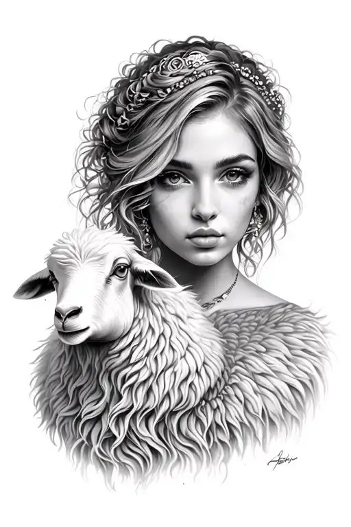 Woman With Sheep Skin