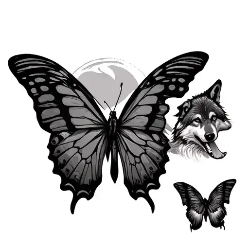 Butterfly And Wolfs Chasing The Sun