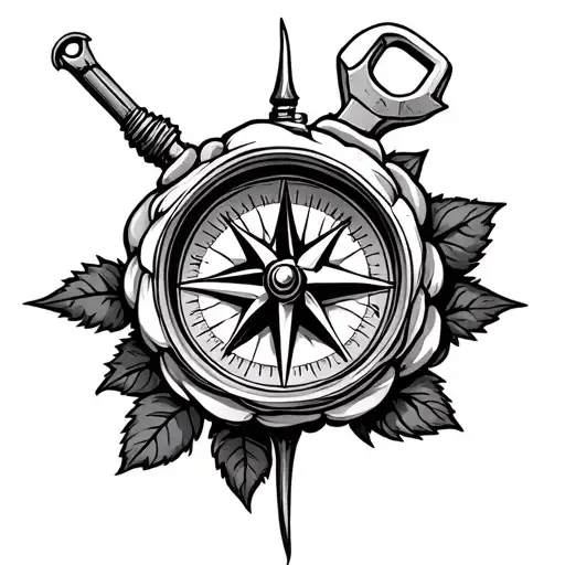 Rose And Spanner And Piston Adventure Compass