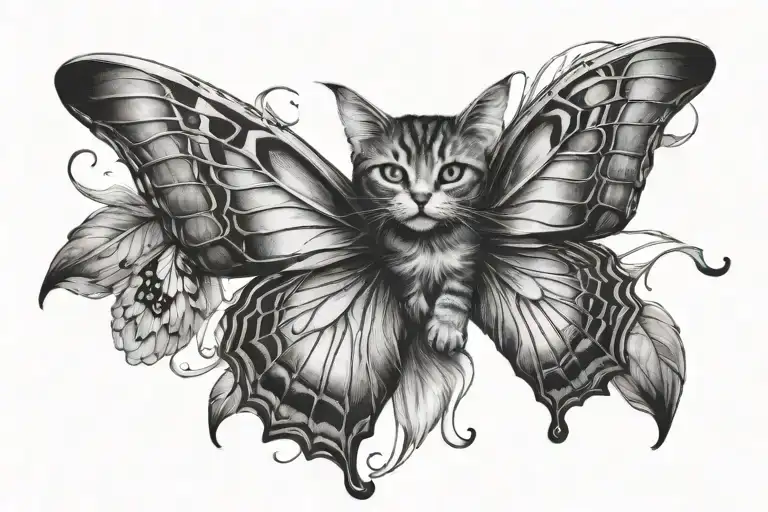 Cat And Butterfly Wings