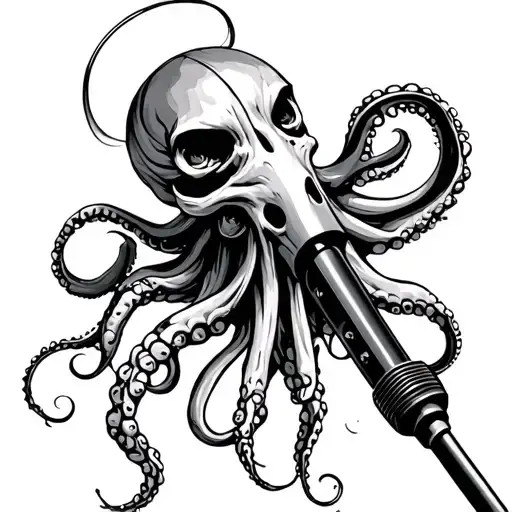 A Microphone Stand Suroned By Tentacles