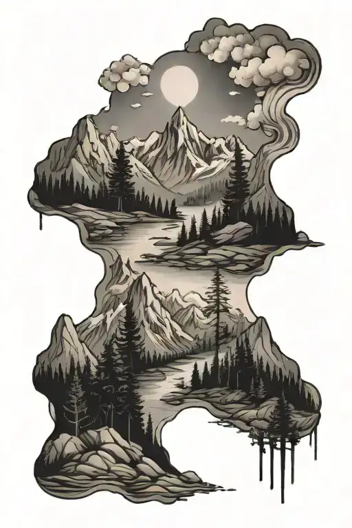 Mountains And Forest Landscape