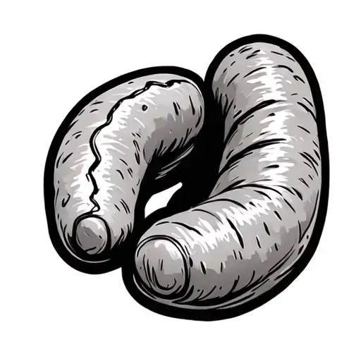 2 Halves Of A Sausage On A Minimalist Style