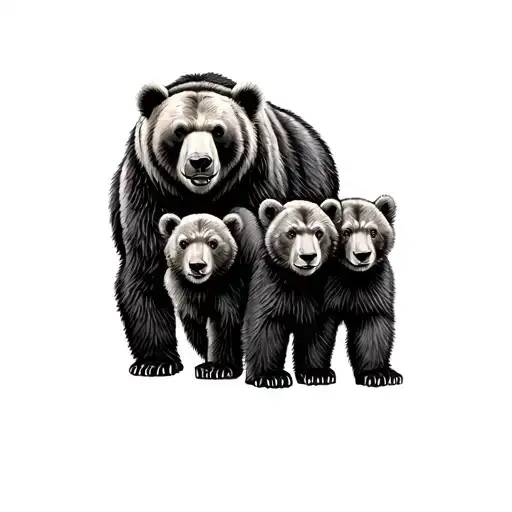 Papa Bear And Cubs