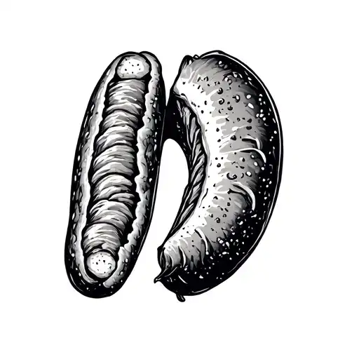 A Sausage Cut In Half On A Minimalist Style