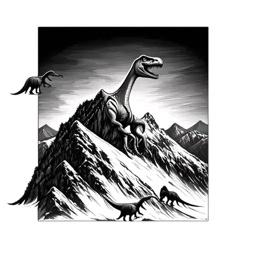 A Snowy Mountain Peak With Dinosaurs Details