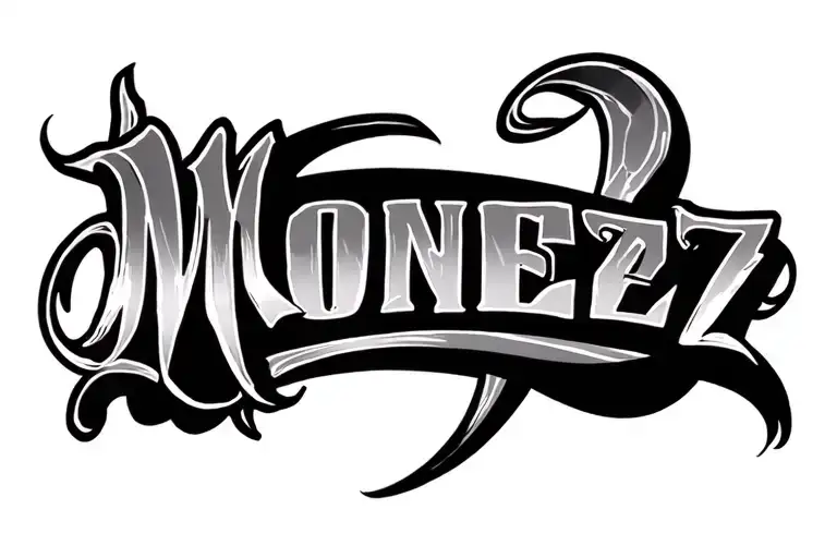 Monez Name Tattoo Chicano Style