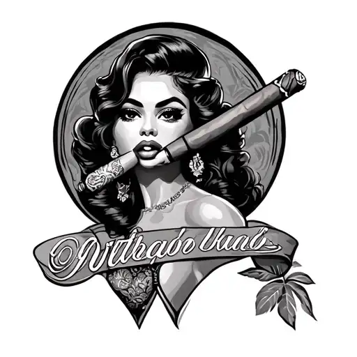 Cuban Lady Rolling Cigar On Thigh