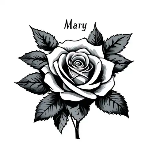 The Name Mary With A Rose Intertwined