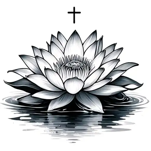 Cross With Water Lily Flower