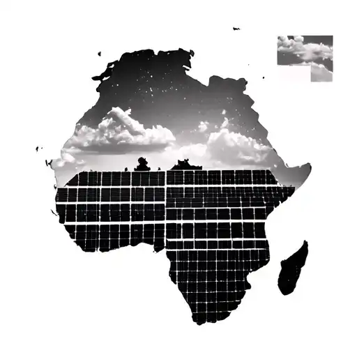 Africa Map Outline With Solar Panels Inside Surrounded